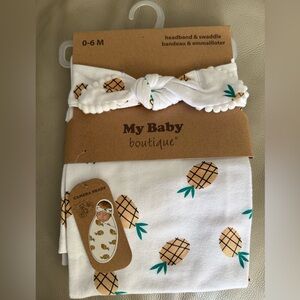 Baby Headband & Swaddle Blanket Set New